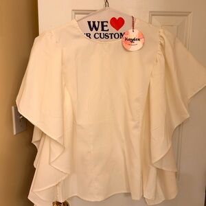 Hayden Cream Ruffled Bib Collar Blouse